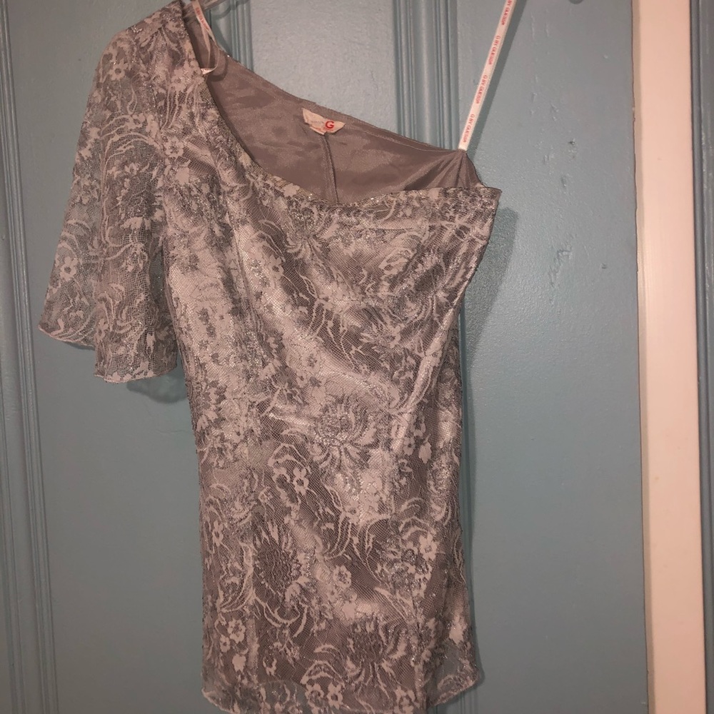 Size XS - Silver Lace Top